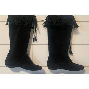 Calvin Klein Womens Mamosa Suede Fringe Boots Size 7 or 7.5